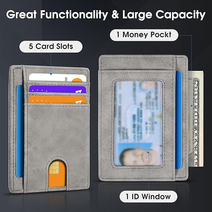 Slim Minimalist Wallet for Men,Front Pocket Wallet RFID Blocking Small Thin Credit Card Holder,ID Card Case Gift for Men Grey