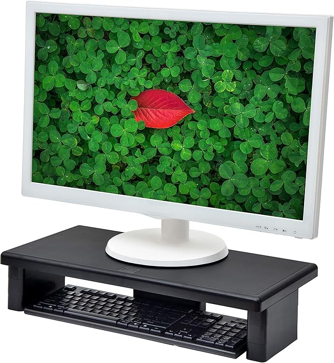 DAC STAX Ultrawide Adjustable, Stackable Desktop Computer Monitor Stand Laptop Riser, Supports up to 66 Pounds, with Keyboard Storage, Black (MP-211)