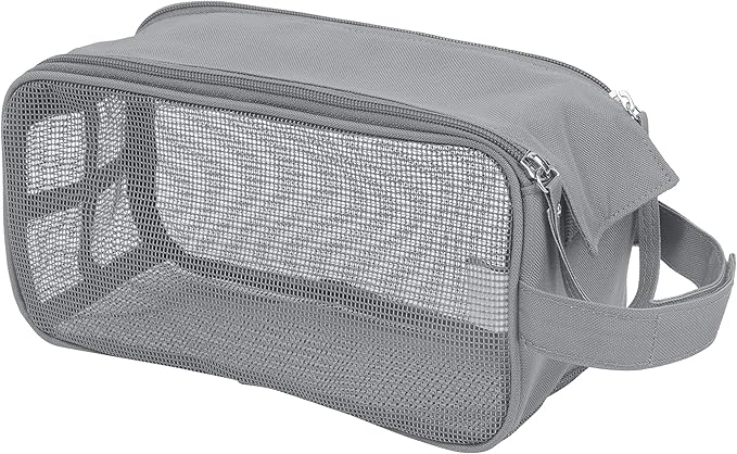Simplify Hanging Mesh Toiletry Bag | Travel Organizer | Perfect for Dorm | Gym | Back to School | Shampoo | Shower Accessories | Grey