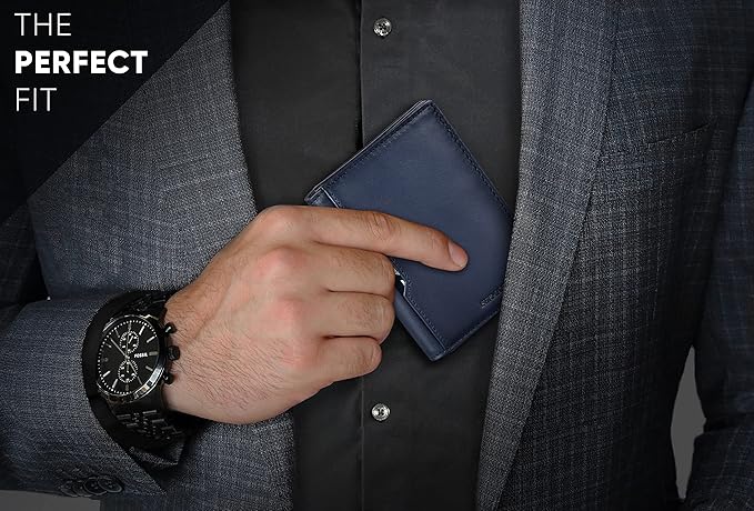 SERMAN BRANDS - Wallets for Men Slim Mens leather RFID Blocking Minimalist Card Front Pocket Bifold Travel Thin