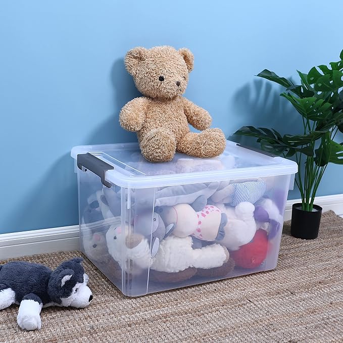 Citylife 6 Packs 58.1 QT Plastic Storage Bins with Lids Large Stackable Storage Containers for Organizing Clear Storage Box for Garage, Closet, Classroom, Kitchen