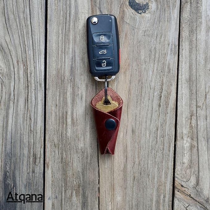 Leather Key Wrap Cover (Premium Leather) - Key Organizer | Motorcycle Keychain Wrap (Extra Dark Brown)