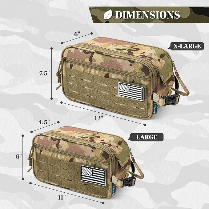 PAVILIA Tactical Toiletry Bag for Men, Water Resistant Molle Military Dopp Kit, Travel Hygiene Organizer with Wet Dry Storage for Shaving, Grooming, Gym and Camping, Camo