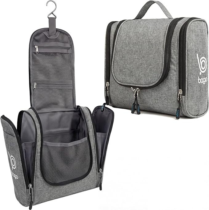 Bago Travel Toiletry Bag for Women and Men X-Large Waterproof Hanging Large Toiletry Bag for Bathroom and Travel Bag for Toiletries Organizer -Travel Makeup Bag (SnowGray)