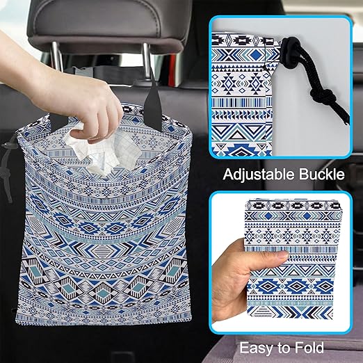 Car Trash Bag Hanging Sprites Tribal Motifs Car Trash Can Waterproof Garbage Bag Hanging for Car Back Seat with Adjustable Straps and Drawstring for Car Accessories Vehicle Travelling