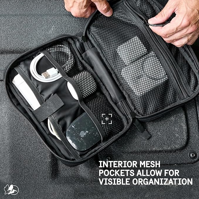 Pelican Electronic Organizer Travel Case - Portable Storage Bag with Multiple Storage Mesh Pockets for Cables, Chargers, Power Bank, AirPods - Black