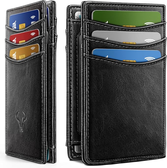 BULLIANT Slim Wallet For Men 12Cards,Magnetic Flip Build-in Money Clip Airtag Compatible-RFID Blocking