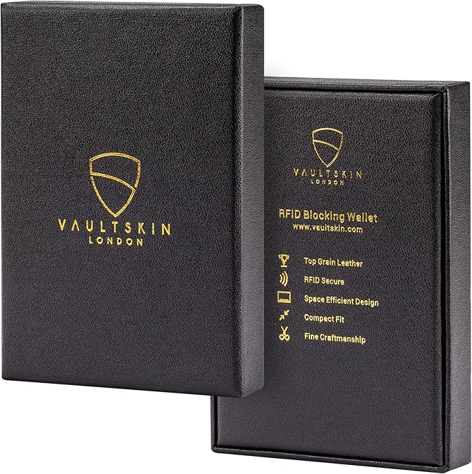 Vaultskin MANHATTAN Slim RFID Blocking Bifold Leather Wallet for Men - Men’s Leather Wallet, Front Pocket Minimalist Card Holder, Holds 9 Cards and Cash, Premium Italian Leather
