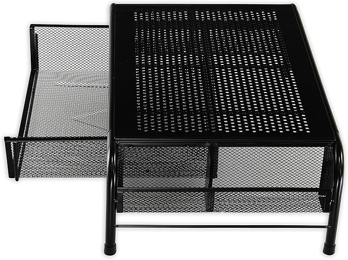 Simple Houseware Metal Desk Monitor Stand Riser with Organizer Drawer, Black, 2 Packs