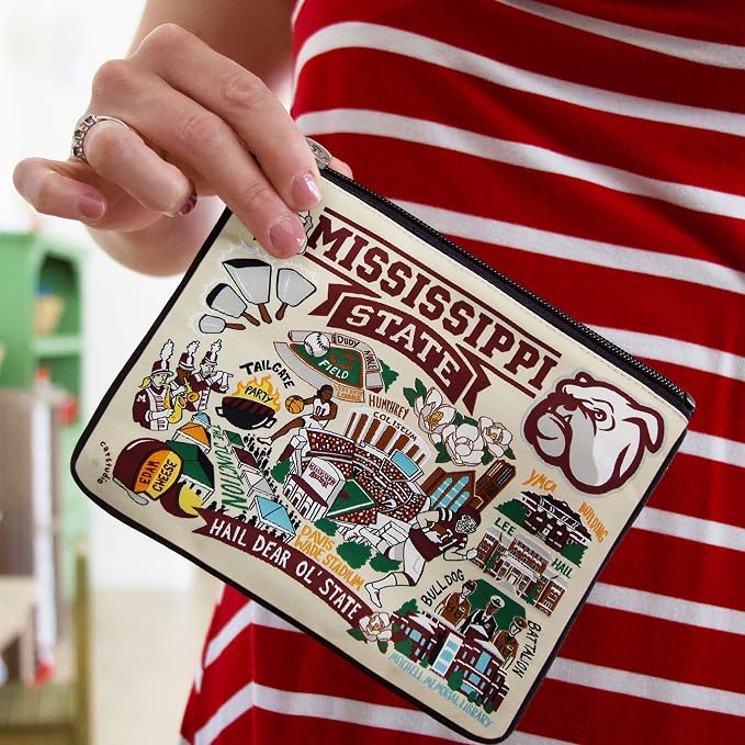 catstudio Mississippi State University Collegiate Zipper Pouch Purse | Holds Your Phone, Coins, Makeup, Dog Treats, & Tech Tools
