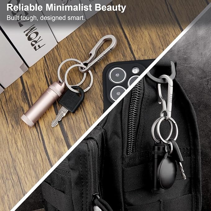 Titanium Key Rings Heavy Duty Side Push Split Key Chain Rings for Key Carabiner Quick Release Keychain