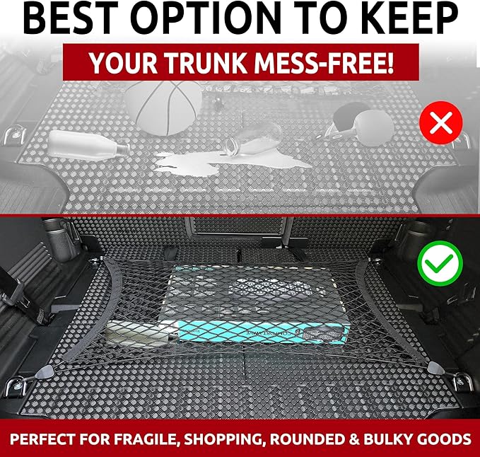 Floor Style Automotive Elastic Trunk Mesh Cargo Net for Land Rover Defender 2020-2025- Premium Trunk Organizers and Storage - Luggage Net for SUV - Best Car Organizer for Land Rover Defender