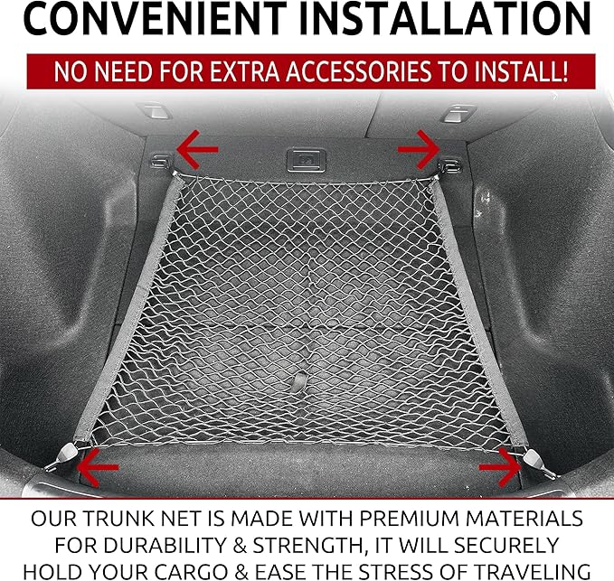 Floor Style Automotive Elastic Trunk Mesh Cargo Net for Honda Civic LX EX-L Touring 2022-2025 - Premium Trunk Organizer and Storage - Luggage Net for Hatchback - Car Organizer for Honda Civic