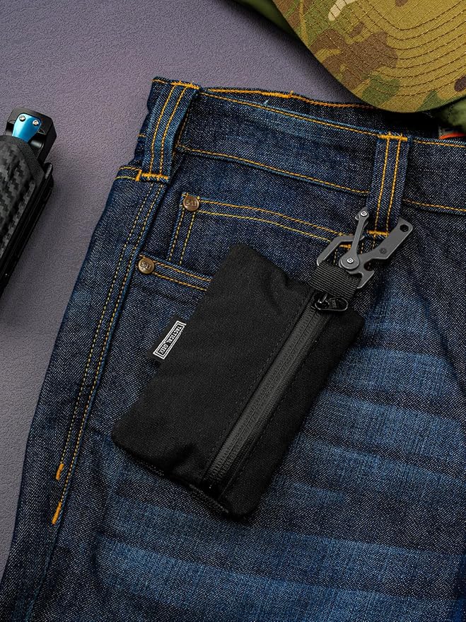 TACTICAL GEEK Storage A5 EDC Storage Pouch Set, Molle EDC Gadget Pouch, Multi-Functional Utility Small Tool Pocket for Daily Carry (Black/CR)