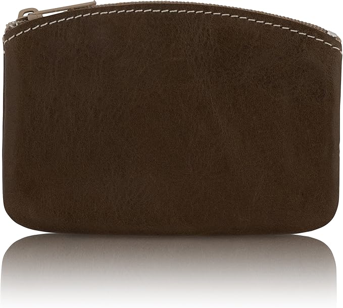 Genuine Leather Large Coin Purse for Women, Change Purse Zipper Wallet For Men Size 5x3 U.S.A. Made By Nabob Leather