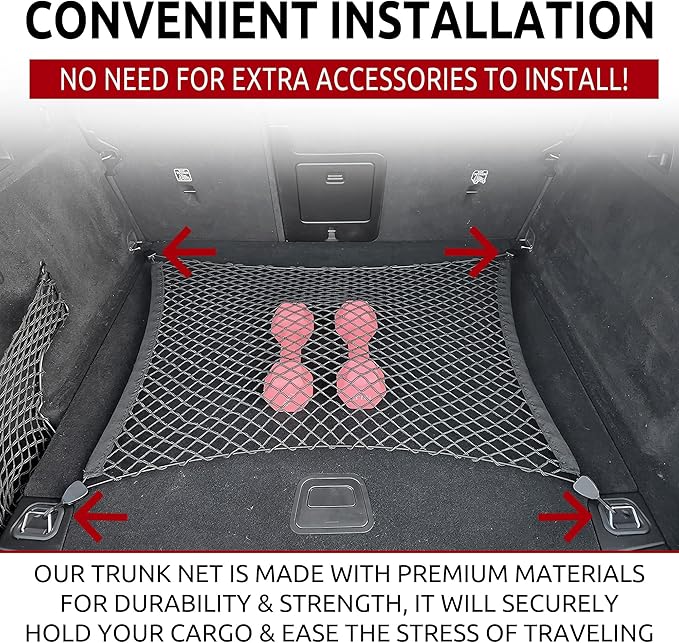 Floor Style Automotive Elastic Trunk Mesh Cargo Net for Volvo XC60 2017-2025 - Premium Trunk Organizer and Storage - Luggage Net for Crossover- Best Car Organizer for Volvo XC 60