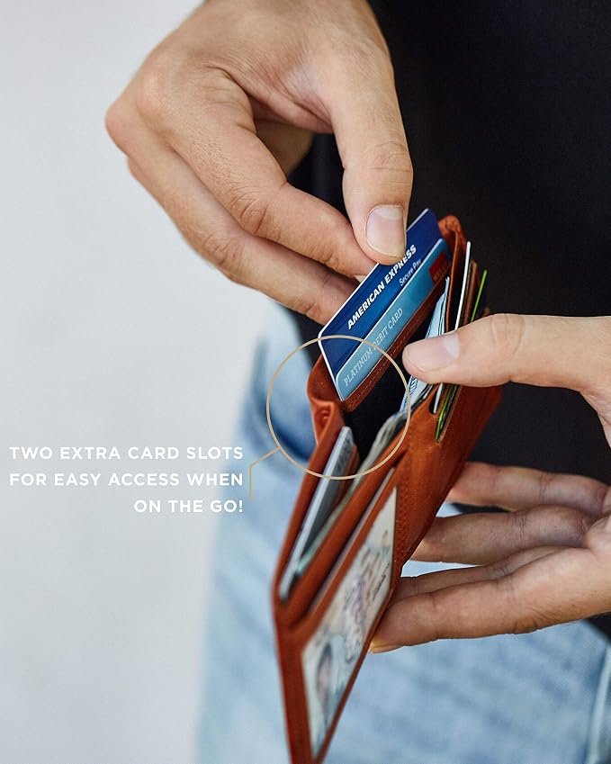 SERMAN BRANDS Mens Slim Bifold Wallet RFID Blocking Minimalist Front Pocket Wallets for Men - Thin & Stylish