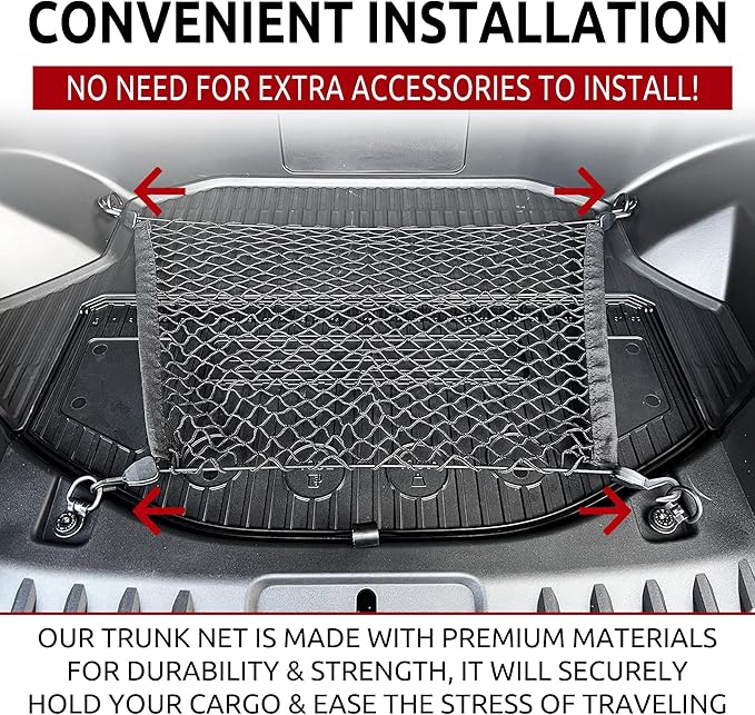 Floor Style Automotive Elastic Frunk Mesh Cargo Net for Ford F-150 Lightning 2022-2025 - Premium Frunk Organizer and Storage - Luggage Net for Pickup Truck - Best Car Organizer