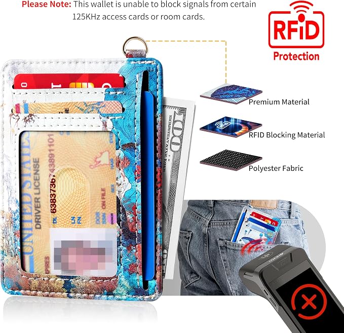 Mayski Slim Wallet, Credit Card Holder for Women, Minimalist Front Pocket RFID Blocking Card Cases, Small Wallet Women Men(Whale)
