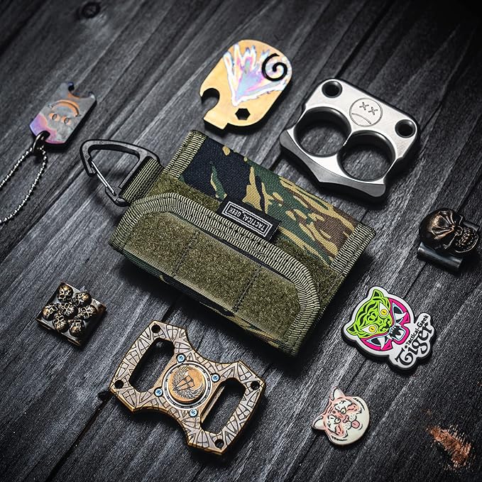 TACTICAL GEEK Storage A2 S EDC Pouch Organizer, Nylon Coin Purse, Multi-Purpose Storage Pocket, Cool Slim Multitools Pocket Organizer for Men, Compact Gadget Pouch for Daily Carry Camouflage