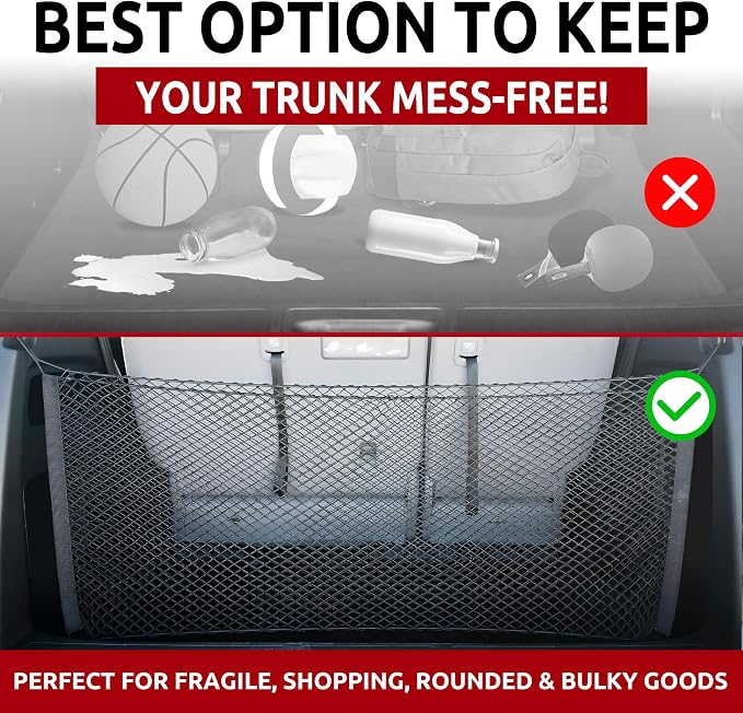 Envelope Style Trunk Mesh Cargo Net for Honda Odyssey 1995-2025 - Car Accessories - Premium Trunk Organizers and Storage - Cargo Net for SUV - Vehicle Carrier Organizer for Honda Odyssey