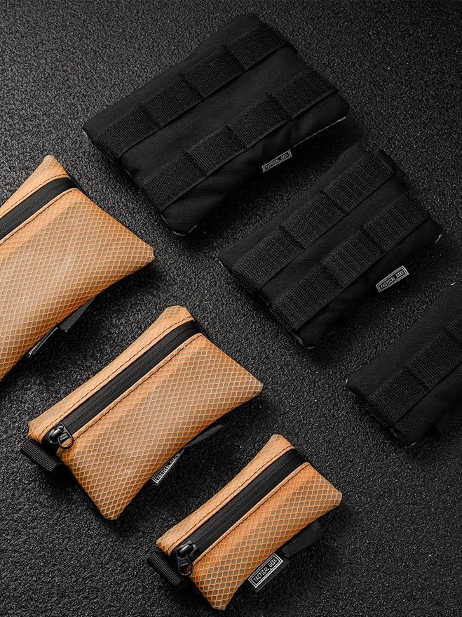 TACTICAL GEEK Storage A5 EDC Storage Pouch Set, Molle EDC Gadget Pouch, Multi-Functional Utility Small Tool Pocket for Daily Carry (Orange)