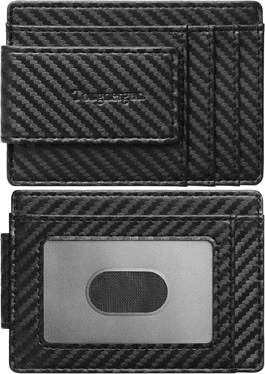 Toughergun Slim Wallet for Men RFID Blocking Money Clip, Minimalist Front Pocket Credit Card Holder, Magnetic Thin Mens Wallets with ID Window