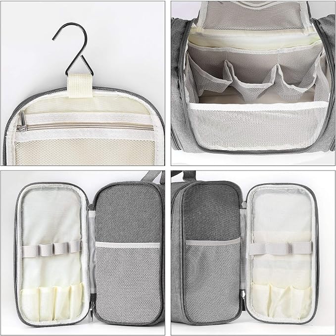 Freegrace Extra Large Hanging Toiletry Bag for Men and Women - Water-Resistant Nylon Travel Bathroom Organizer for Cosmetics, Makeup, and Toiletries