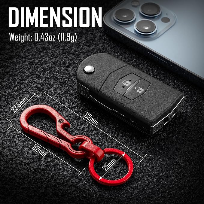 KeyUnity KM01 Titanium EDC Keychain Clip with Bottle Opener, Quick Release Carabiner Key Ring Holder for Men
