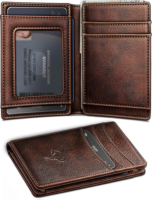 BULLIANT Slim Wallet For Men 12Cards,Magnetic Flip Build-in Money Clip Airtag Compatible-RFID Blocking