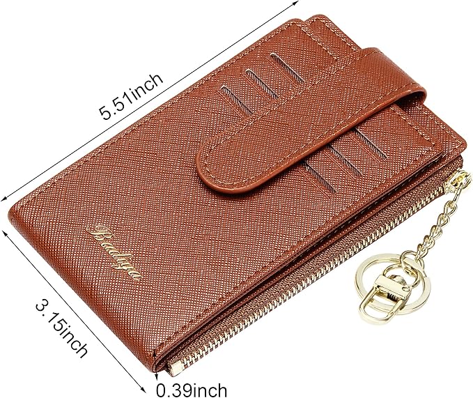 Badiya Slim Women Wallet RFID Blocking Bifold Compact 9 Card Slots Holder Wallets Soft Leather with Zipper Coin Pocket 2 ID Window