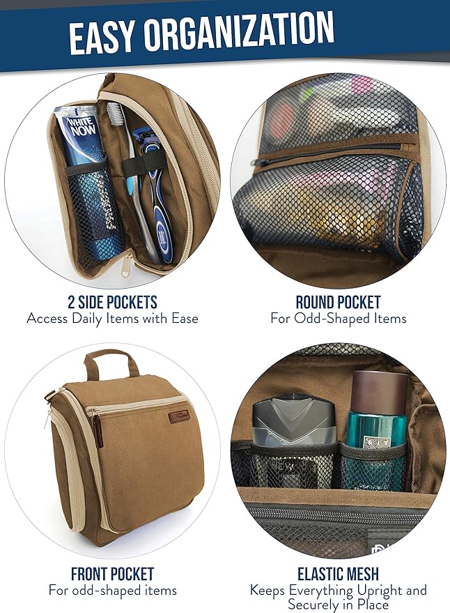 D&D Wanderlust D&D Hanging Travel Toiletry Bag for Men and Women – Cosmetics, Makeup and Toiletries Organizer Kit with 10 Compartments