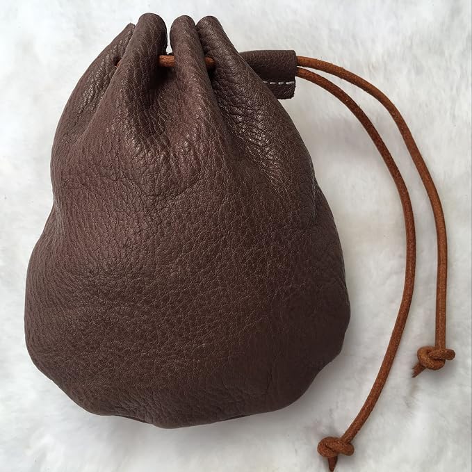 Fantastic Workmanship Genuine Leather Drawstring Coin Purse