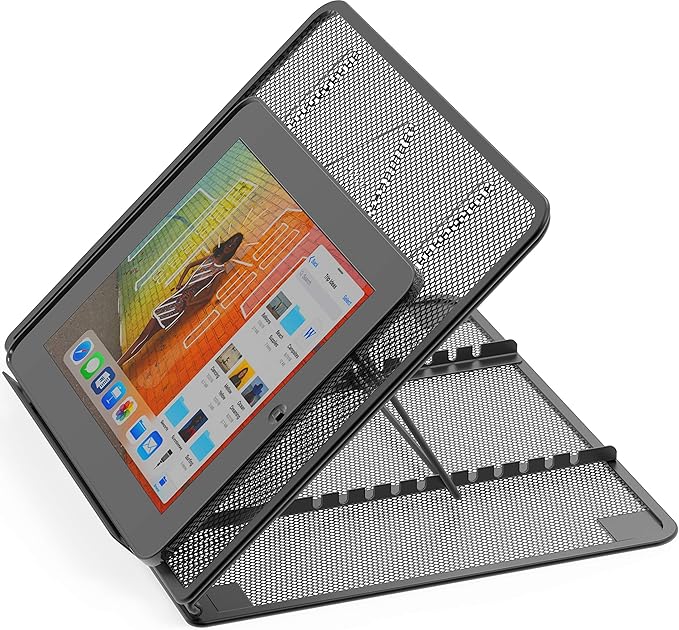 Simple Houseware Mesh Laptop Stand with 11-Levels Adjustable Ventilated Computer Holder, Black