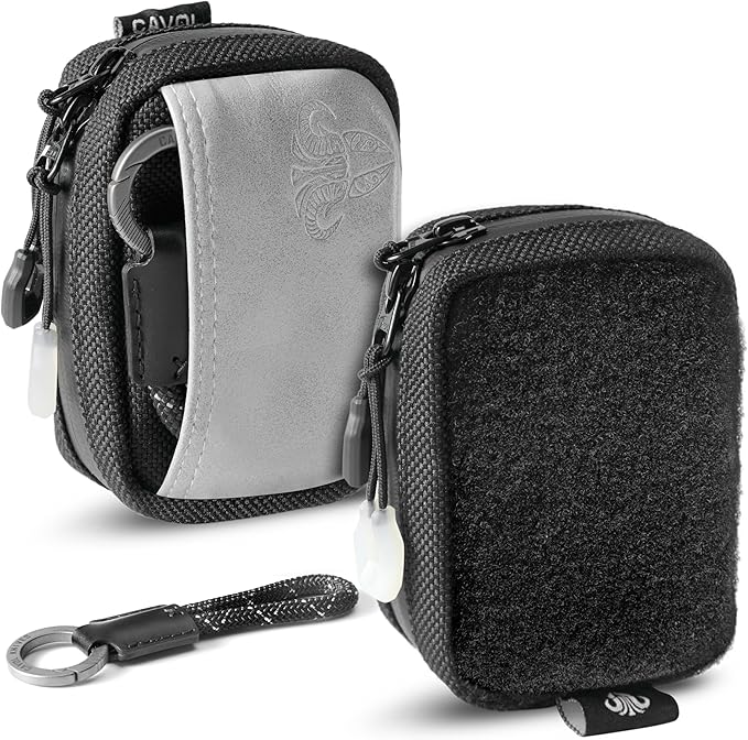 EDC Pouch,Nylon Pocket Organizer for 4.21" Folding Knife Sheath,Small Organizer Pouch Multitool Bags,GITD Drawstring and Titanium Keychain Accessories (patch not included)(Grey)