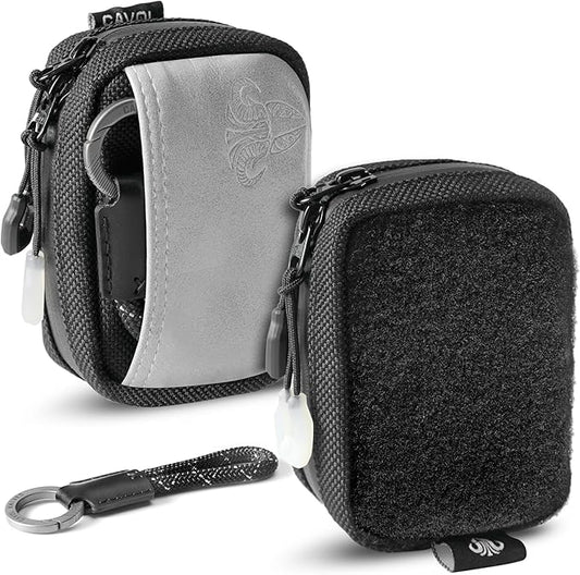 EDC Pouch,Nylon Pocket Organizer for 4.21" Folding Knife Sheath,Small Organizer Pouch Multitool Bags,GITD Drawstring and Titanium Keychain Accessories (patch not included)(Grey)
