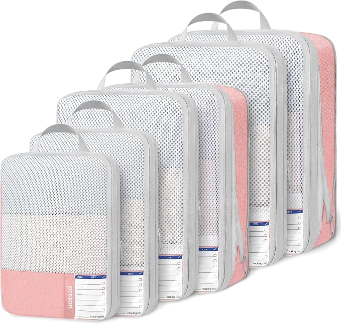 Compression Packing Cubes for Travel, Lightweight Vacation Travel Essentials, Travel Accessories for Suitcase Organizer Bags Set, Durable Luggage Organizer