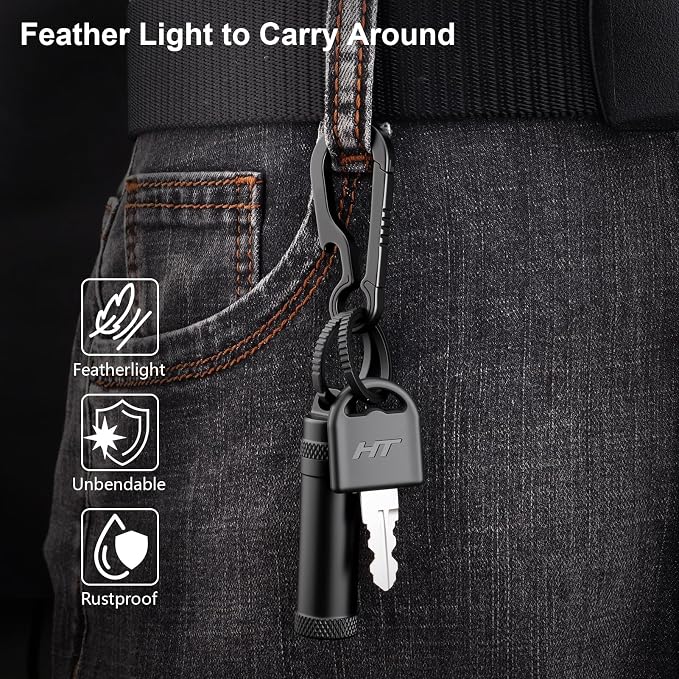 Titanium Key Rings Heavy Duty Side Push Split Key Chain Rings for Key Carabiner Quick Release Keychain