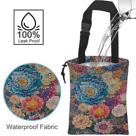 Car Trash Bag Hanging Blooming Flowers Car Trash Can Waterproof Garbage Bag Hanging for Car Back Seat