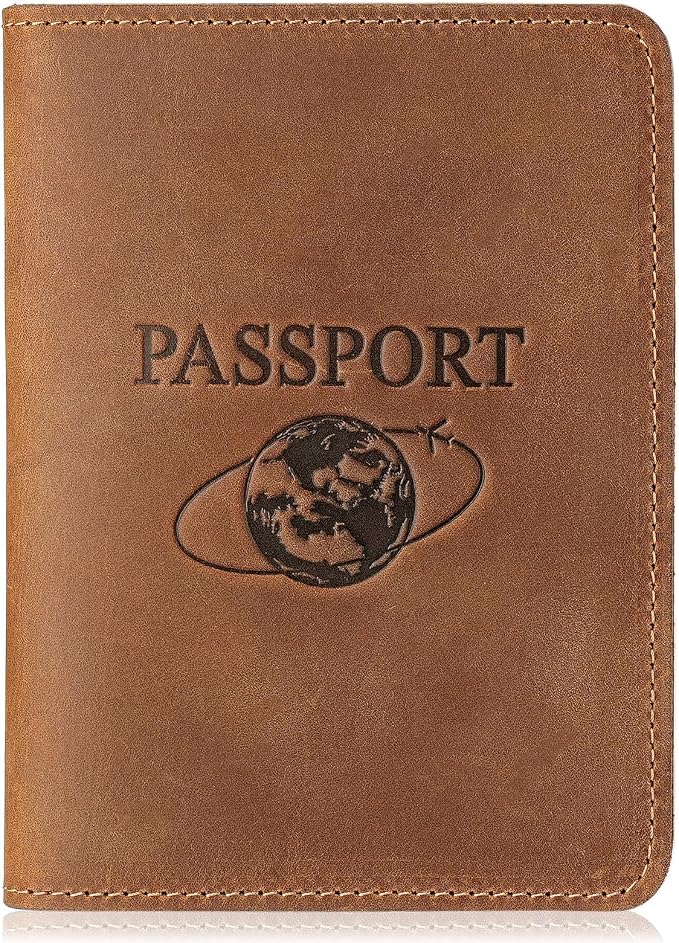 Slim Full-Grain Leather Passport Holder for Travel Women and Men | Passport Wallet for Men & Women, Lightweight Travel Passport Wallet with Card Slots & Gift Box 5.5″ × 4.1″ (Brown)