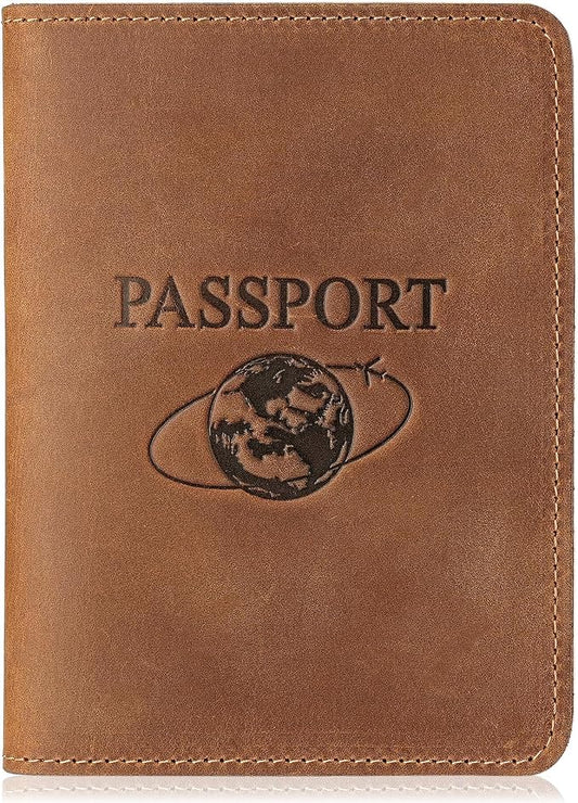 Slim Full-Grain Leather Passport Holder for Travel Women and Men | Passport Wallet for Men & Women, Lightweight Travel Passport Wallet with Card Slots & Gift Box 5.5″ × 4.1″ (Brown)