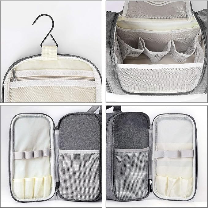 Freegrace Extra Large Hanging Toiletry Bag for Men and Women - Water-Resistant Nylon Travel Bathroom Organizer for Cosmetics, Makeup, and Toiletries