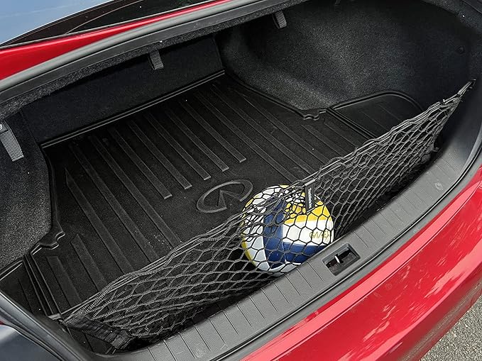 Envelope Style Elastic Trunk Mesh Cargo Net for Infiniti Q50 Luxe, Sensory 2014-2025 - Premium Trunk Organizers and Storage - Luggage Net for Sedan - Best Car Organizer for Infiniti Q 50 Hybrid