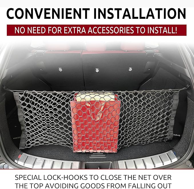 Envelope Style Automotive Elastic Trunk Mesh Cargo Net for Lexus NX 250 NX 350 NX 450 2022-2026 - Premium Trunk Organizer and Storage - Luggage Net for Crossover - Best Car Organizer for Lexus NX