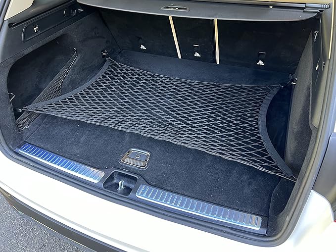 Floor Style Automotive Elastic Trunk Mesh Cargo Net for Mercedes-Benz GLC 2016-2025 - Premium Trunk Organizers and Storage - Luggage Net for SUV- Best Car Organizer for Mercedes-Benz GLC