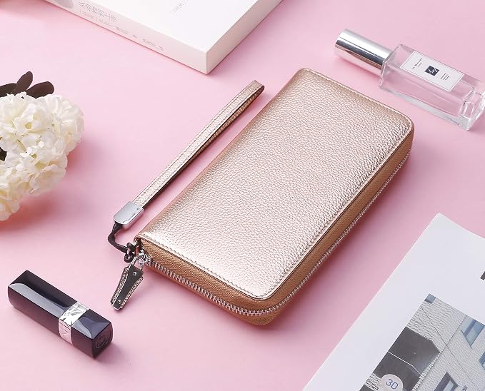 Lavemi Small Compact Women Wallet RFID Blocking Genuine Leather Bifold Purse with ID Windows