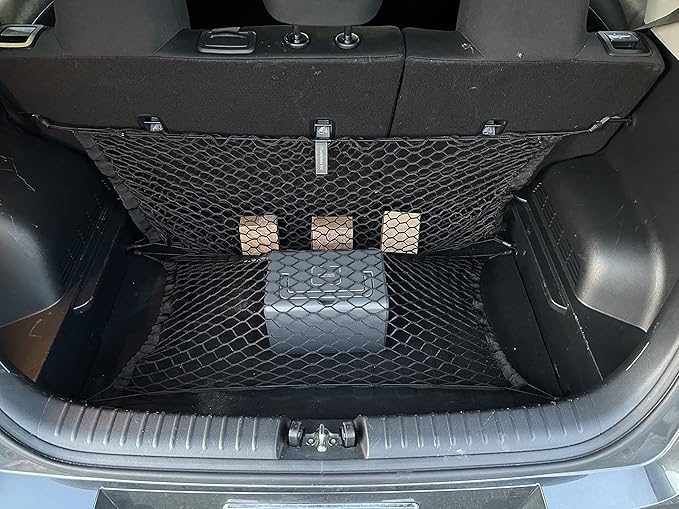 Floor + Back Seat Envelope Style Automotive Elastic Trunk Mesh Cargo Net for Kia Soul 2020-2025 - Premium Trunk Organizer and Storage - Luggage Net for Crossover - Best Car Organizer for Kia Soul