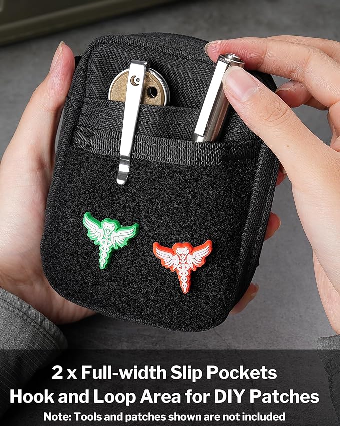 VIPERADE VE31 Small EDC Pouch, Men's Pocket Organizer, Small EDC Organizer Multitool Pouch for Camping/Hiking/Bushcraft (Black)