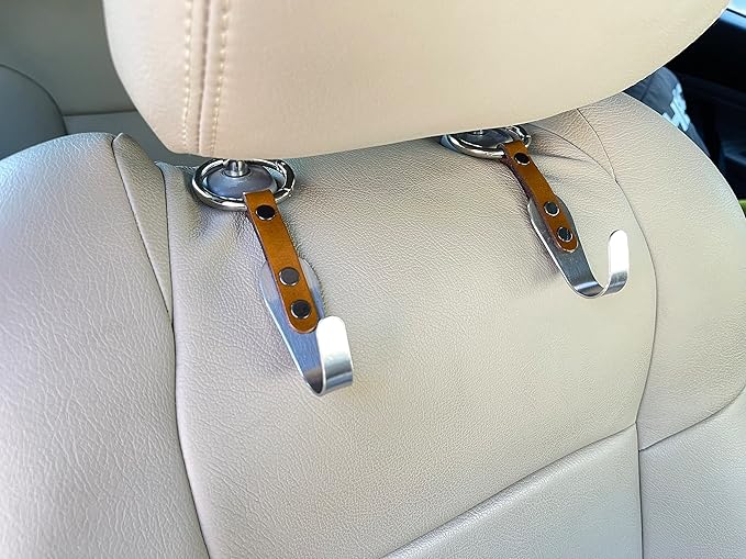 Headrest Hooks for Car 2 Pack Black