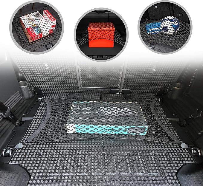 Floor Style Automotive Elastic Trunk Mesh Cargo Net for Land Rover Defender 2020-2025- Premium Trunk Organizers and Storage - Luggage Net for SUV - Best Car Organizer for Land Rover Defender